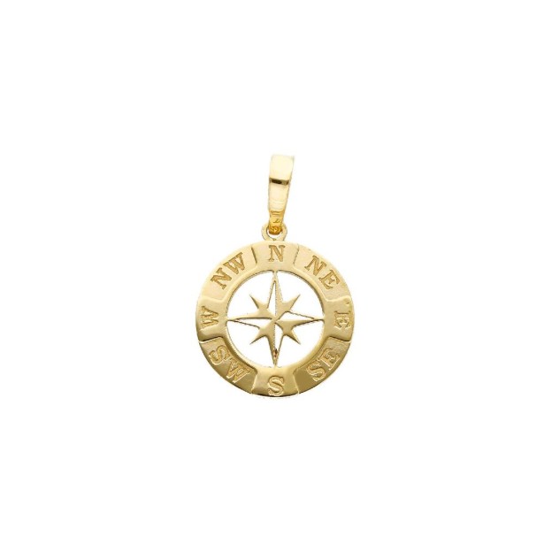 Ciondolo in oro giallo 375/ooo con rosa dei venti