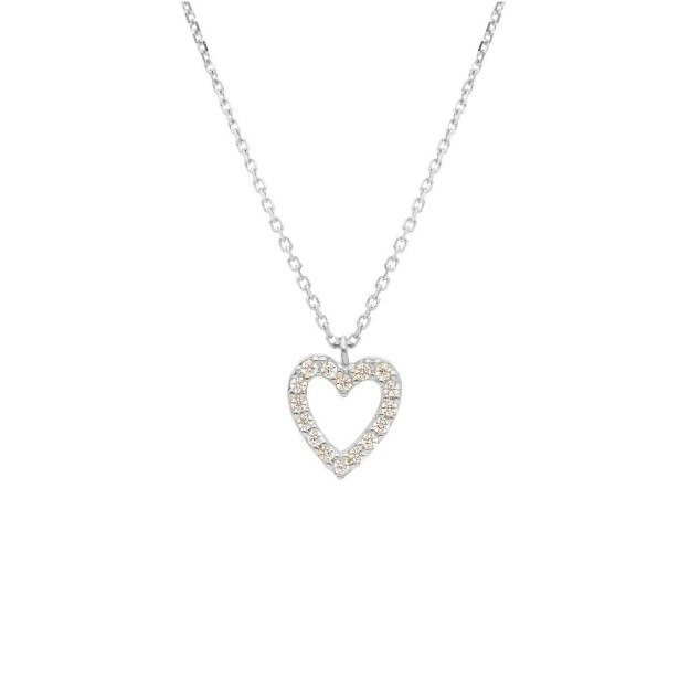 Girocollo in oro bianco 750/ooo e zirconia cubica con cuore