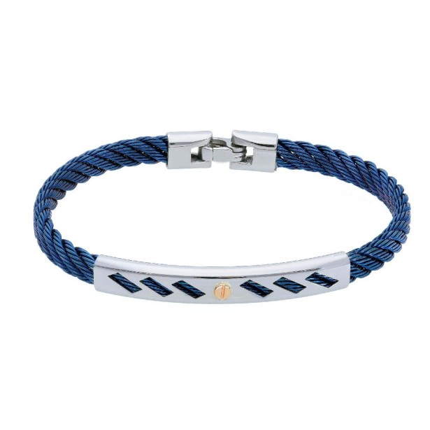 Bracciale in oro giallo 750/ooo e acciaio
