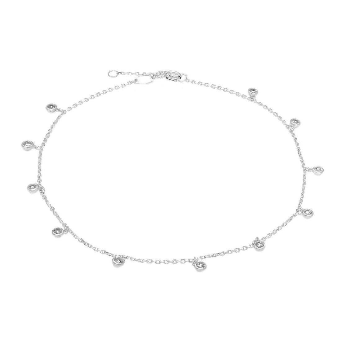 Cavigliera in oro bianco 750/ooo e zirconia cubica