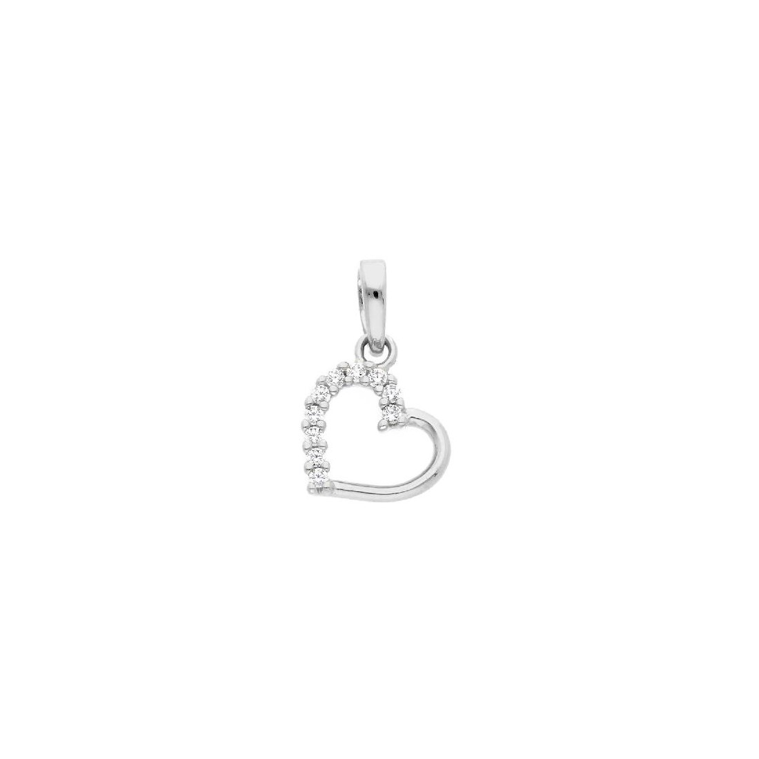 Ciondolo in oro bianco 750/ooo e zirconia cubica con cuore