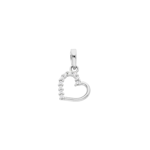 Ciondolo in oro bianco 750/ooo e zirconia cubica con cuore