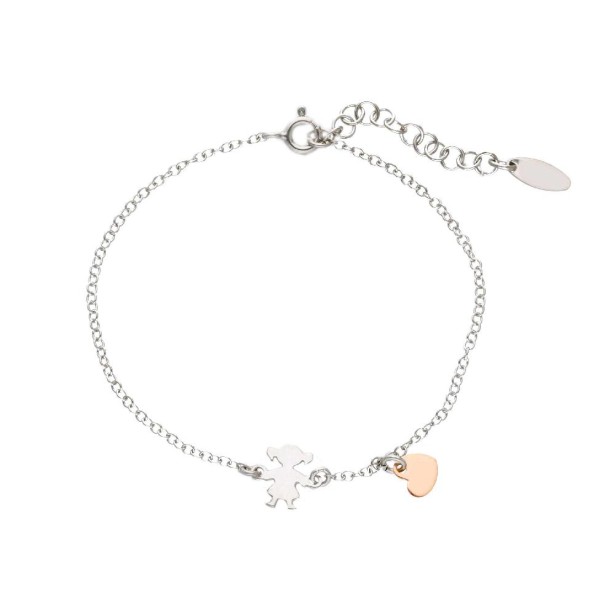 Bracciale in argento bicolore 925/ooo con cuore e bambina