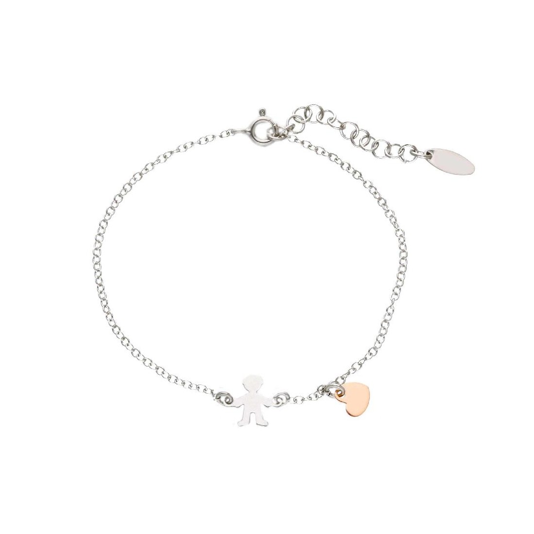 Bracciale in argento bicolore 925/ooo con cuore e bambino