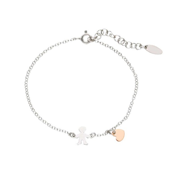 Bracciale in argento bicolore 925/ooo con cuore e bambino