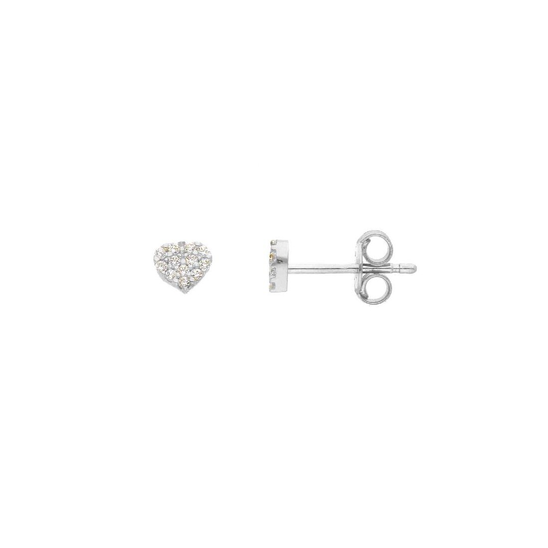 Orecchini lobo in oro giallo 375/ooo e zirconia cubica con cuore