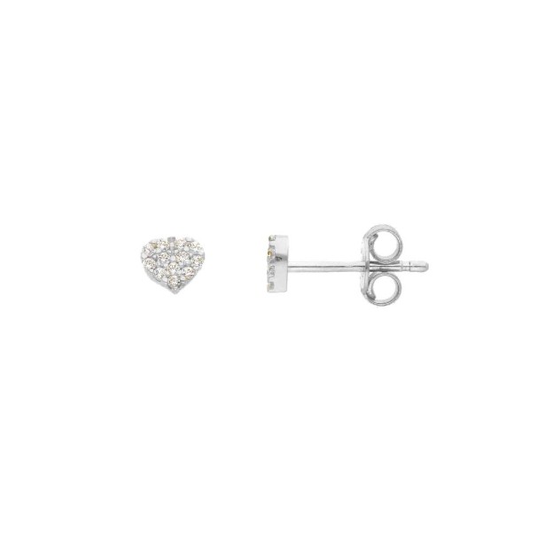 Orecchini lobo in oro giallo 375/ooo e zirconia cubica con cuore
