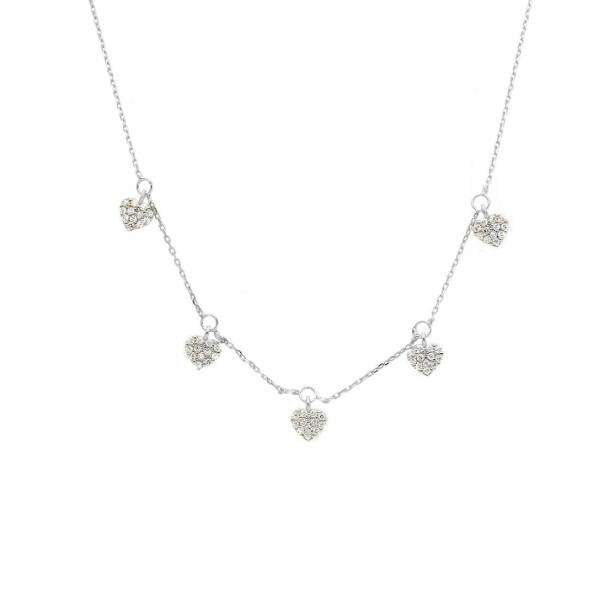 Girocollo in oro bianco 375/°°° e zirconia cubica con cuore