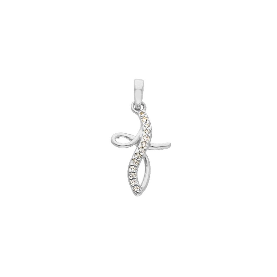 Ciondolo in oro bianco 750/ooo e zirconia cubica con croce