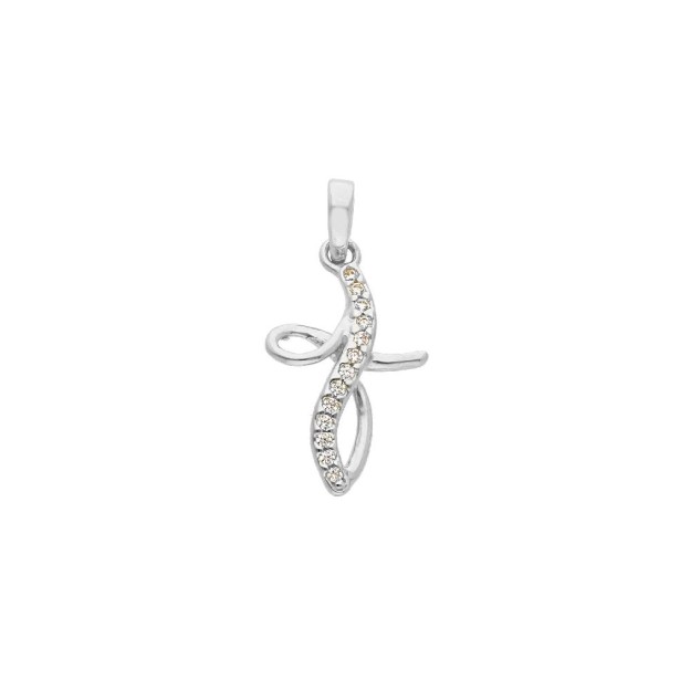 Ciondolo in oro bianco 750/ooo e zirconia cubica con croce