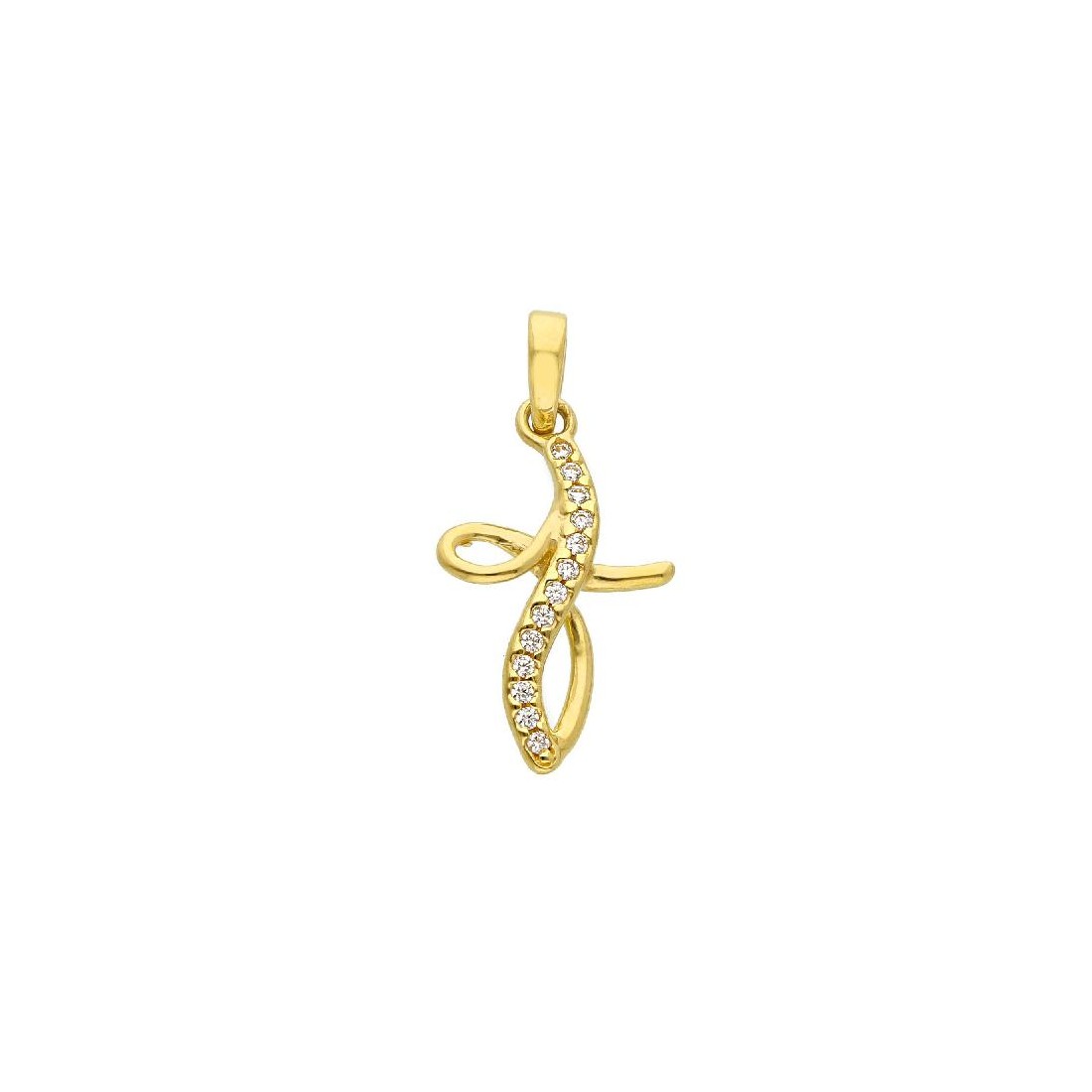 Ciondolo in oro giallo 750/ooo e zirconia cubica con croce