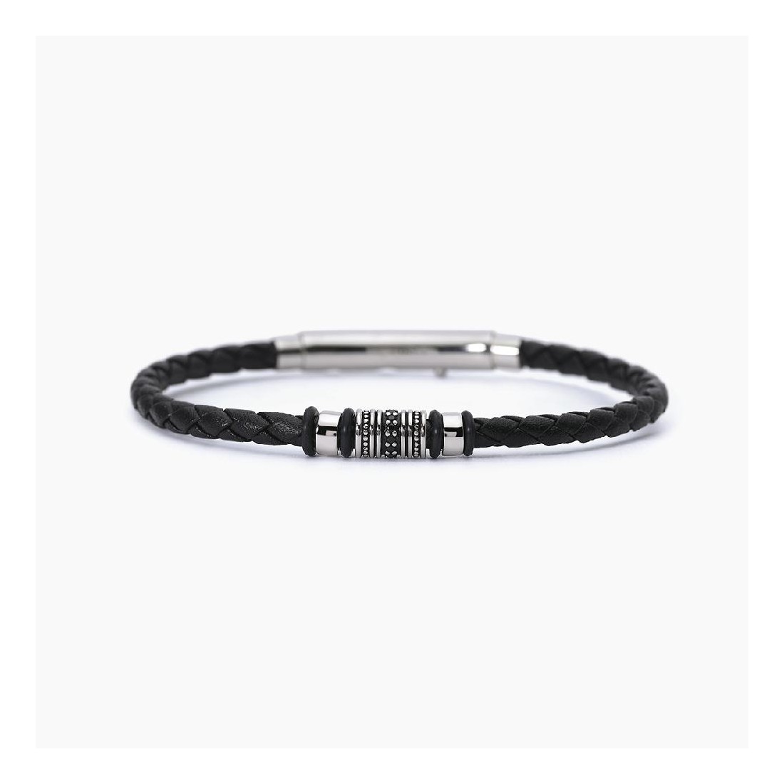 MABINA 533710 - Bracciale in argento 925/°°° lab leather acciaio e zirconi