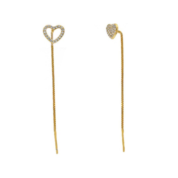 Orecchini pendenti in argento dorato 925/ooo con cuore