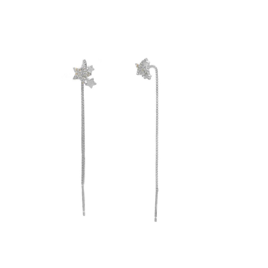Orecchini pendenti in argento 925/ooo  e zirconia cubica con stella