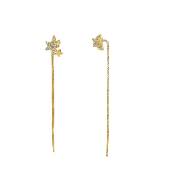 Orecchini pendenti in argento dorato 925/°°° e zirconia cubica con stella
