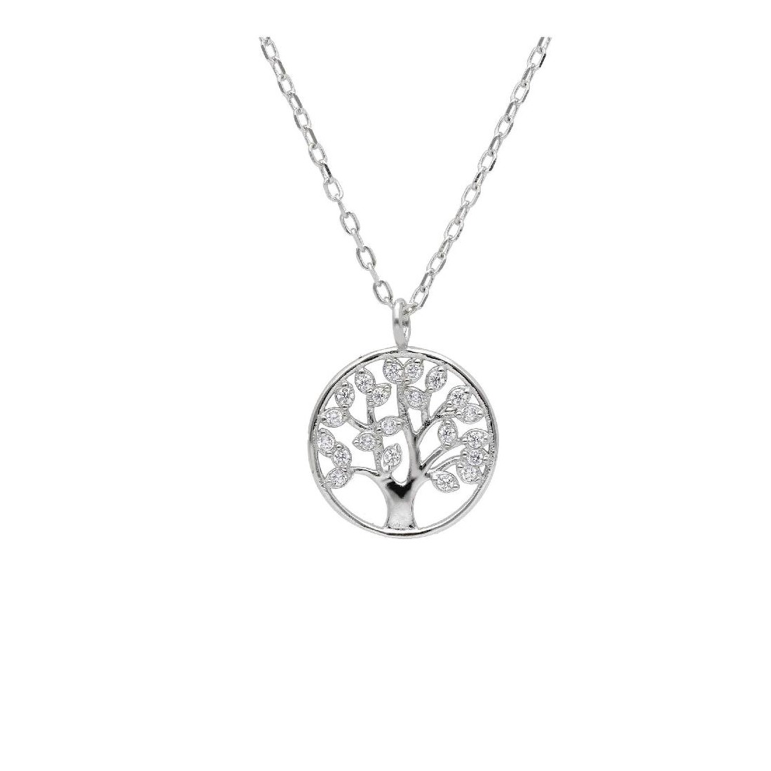 Girocollo in argento 925/ooo e zirconia cubica con albero della vita
