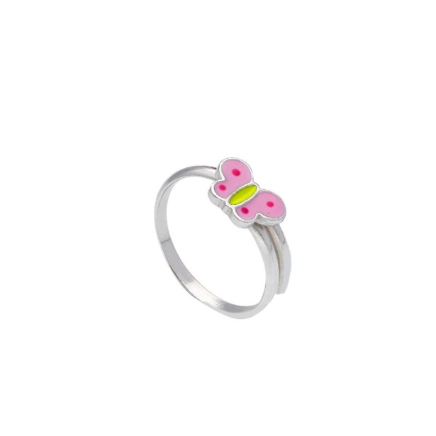 Anello in argento 925/°°° e smalto con farfalla