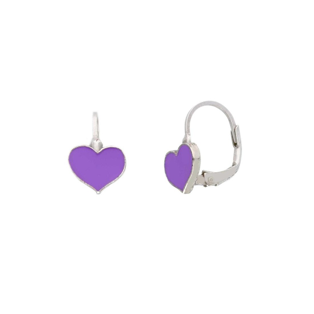 Orecchini monachella in argento 925/ooo e smalto con cuore