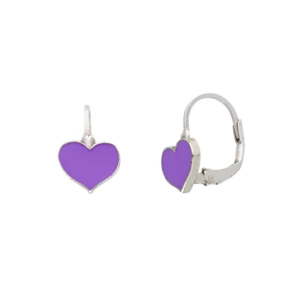 Orecchini monachella in argento 925/ooo e smalto con cuore