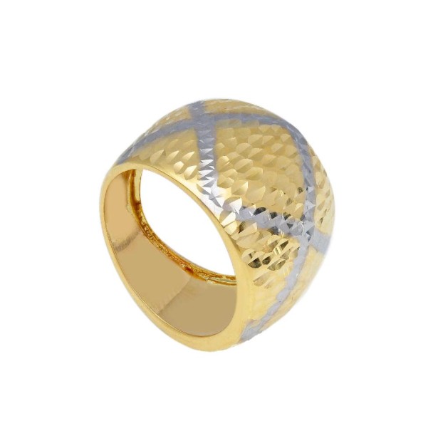 Anello fascia in oro giallo e bianco 750/ooo