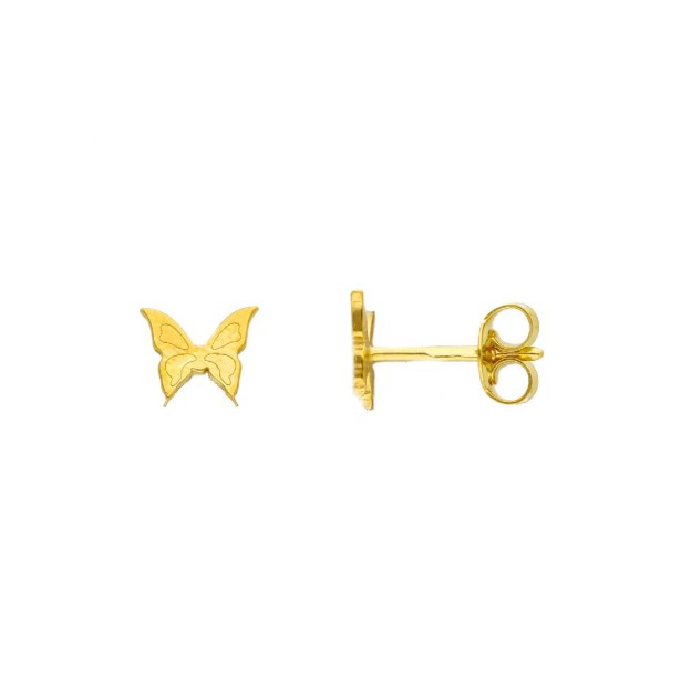 Orecchini lobo in argento dorato 925/°°° con farfalla