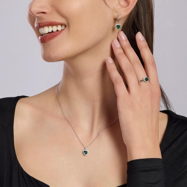 MABINA 553600 - Girocollo in argento 925/°°° smeraldo sintetico e zirconi