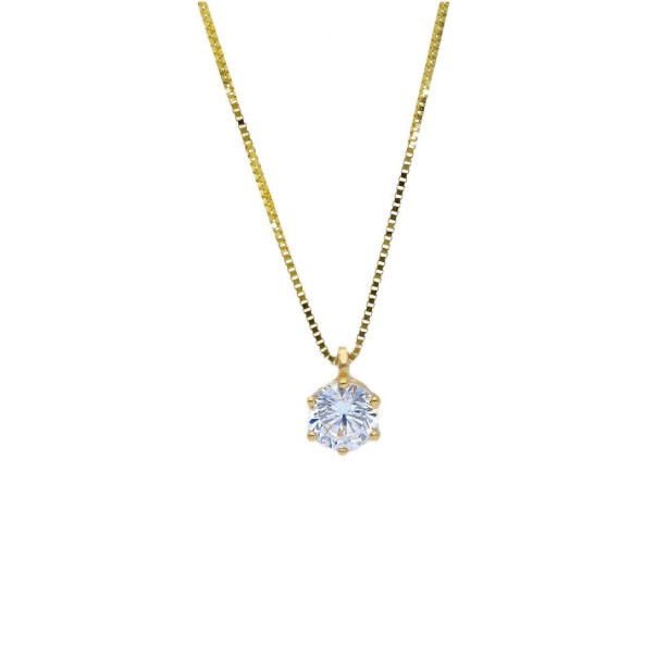 Girocollo punto luce in oro giallo 375/ooo e zirconia cubica