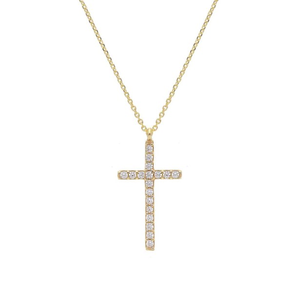 Girocollo in oro giallo 375/ooo e zirconia cubica con croce