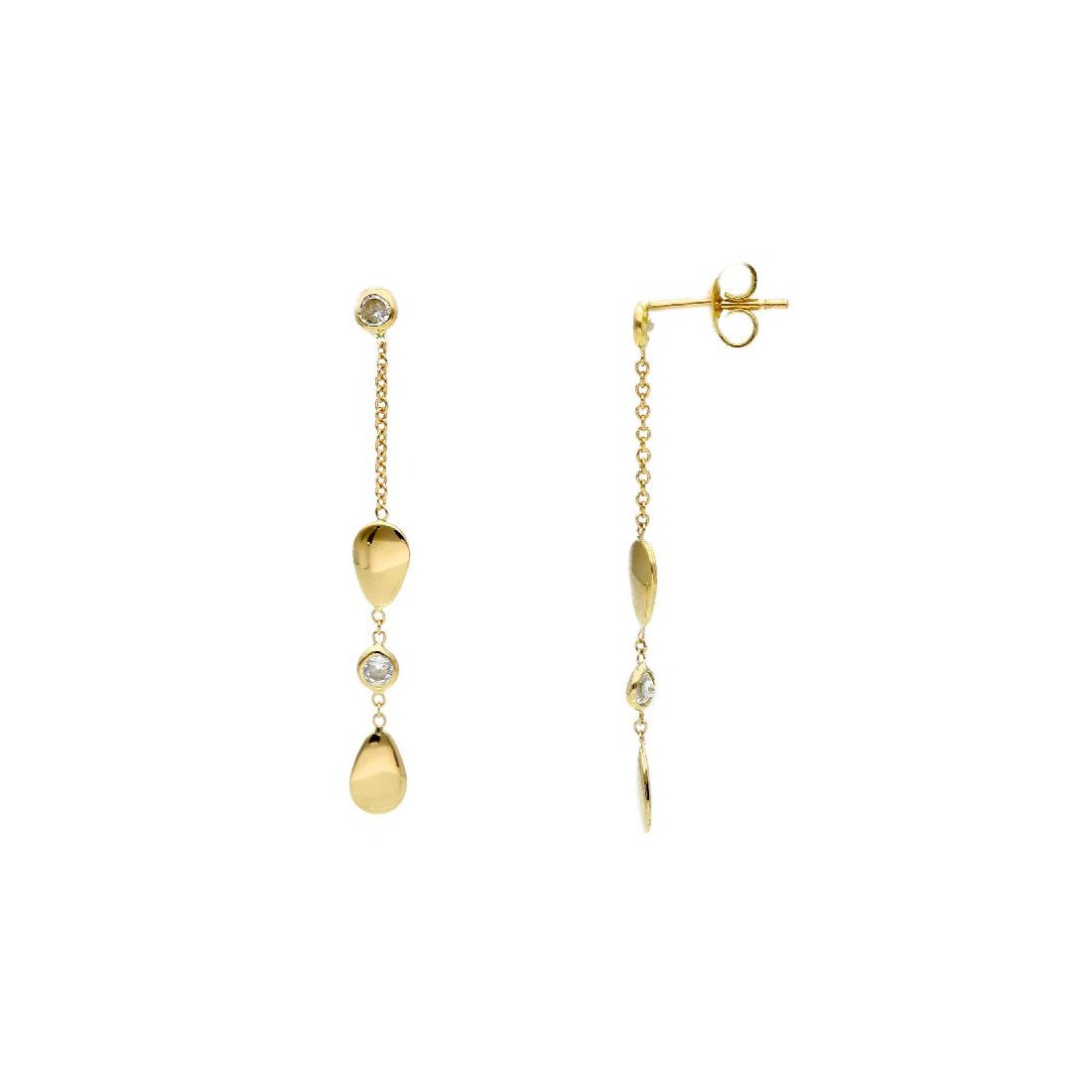 Orecchini pendenti in oro bianco 750/°°° e zirconia cubica