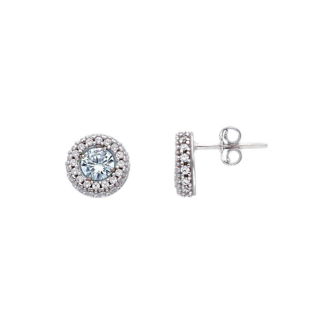 Orecchini in oro bianco 750/°°° e zirconia cubica e topazio