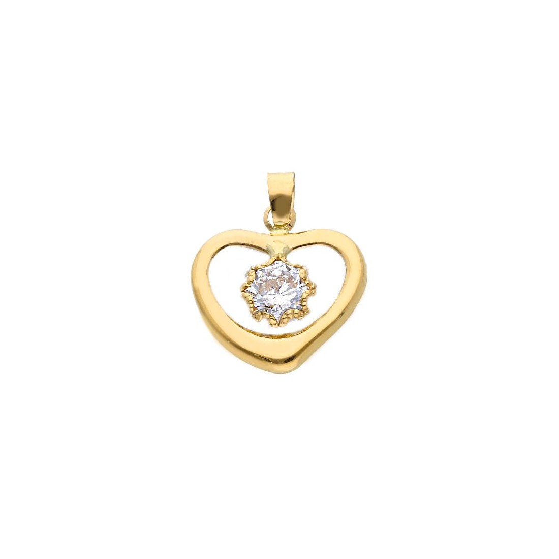 Ciondolo in oro giallo 750/ooo e zirconia cubica con cuore
