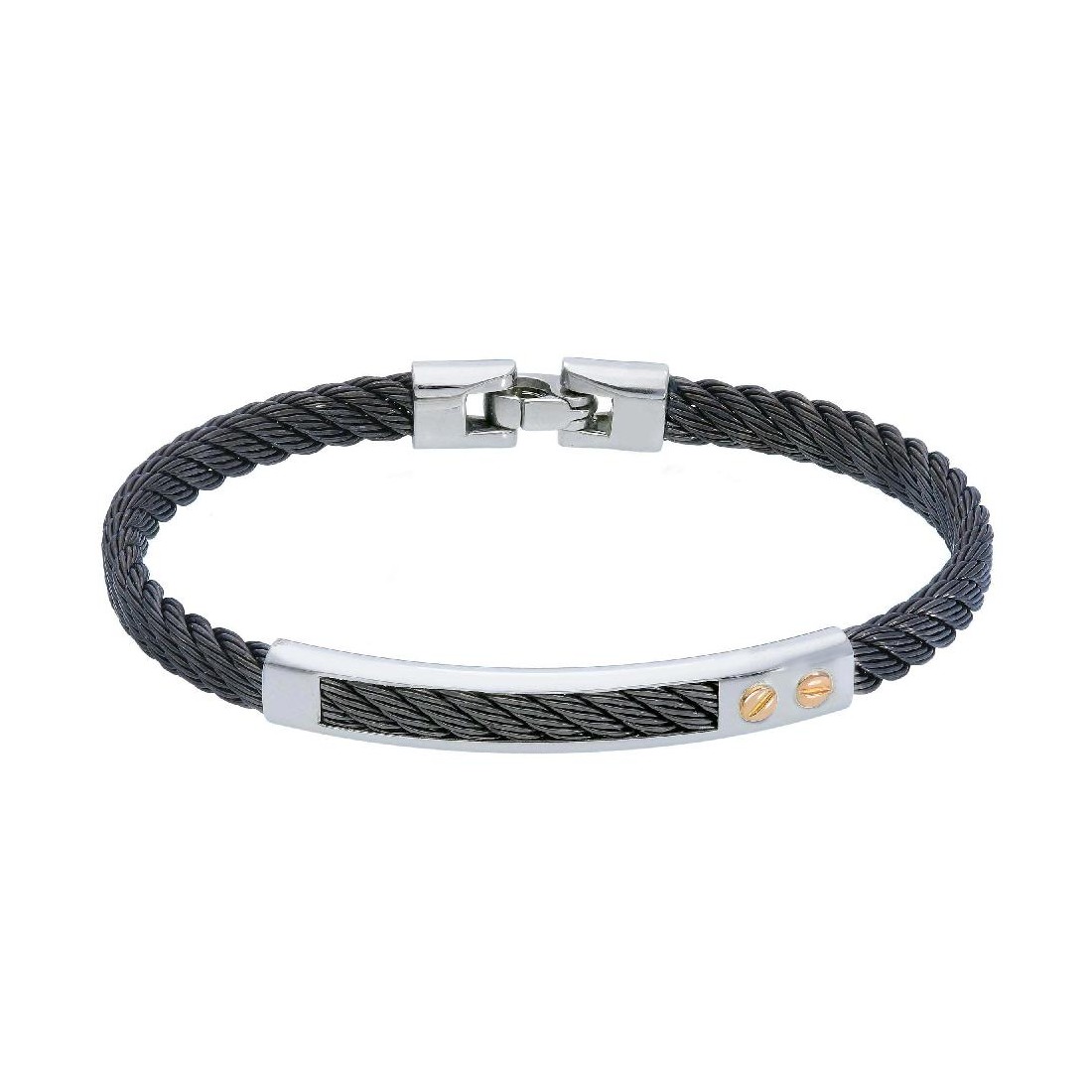 Bracciale in oro giallo 750/ooo e acciaio