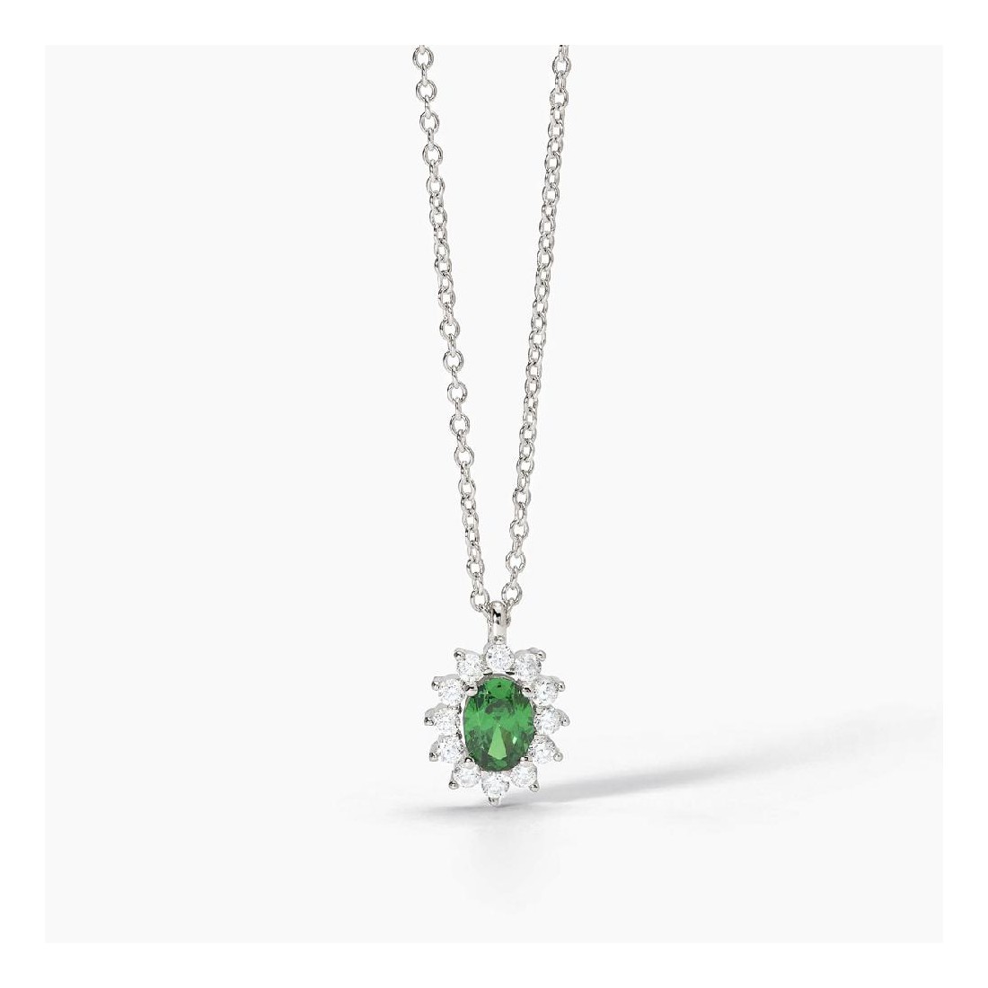 MABINA 553645 - Girocollo in argento 925/°°° smeraldo sintetico e zirconi