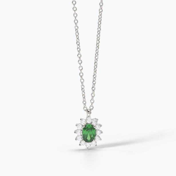 MABINA 553645 - Girocollo in argento 925/°°° smeraldo sintetico e zirconi