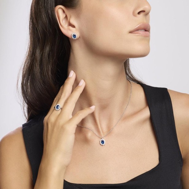 MABINA 553646 - Girocollo in argento 925/°°° zaffiro sintetico  e zirconi