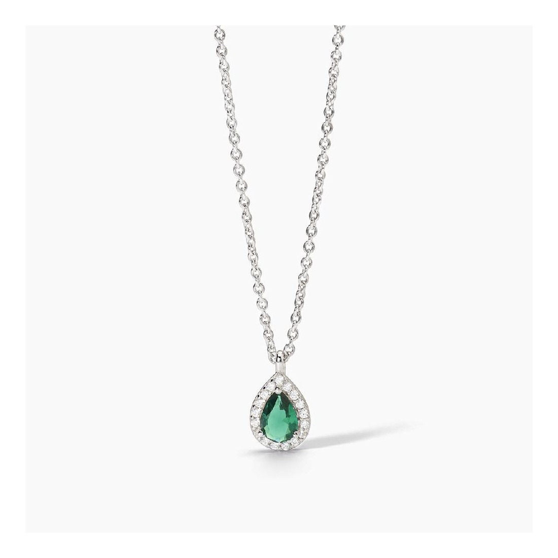 MABINA 553663 - Girocollo in argento 925/°°° smeraldo sintetico  e zirconi