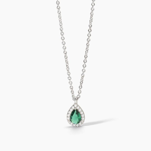 MABINA 553663 - Girocollo in argento 925/°°° smeraldo sintetico  e zirconi