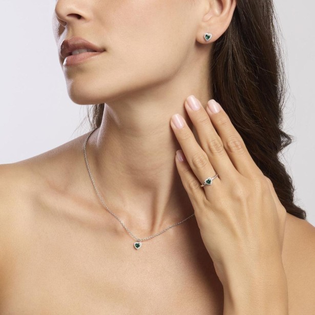 MABINA 553667 - Girocollo in argento 925/°°° smeraldo sintetico e zirconi