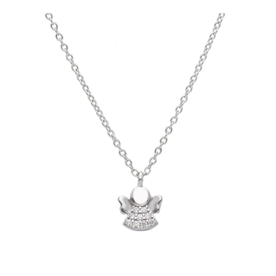 Girocollo in argento 925/ooo e zirconia cubica con angelo
