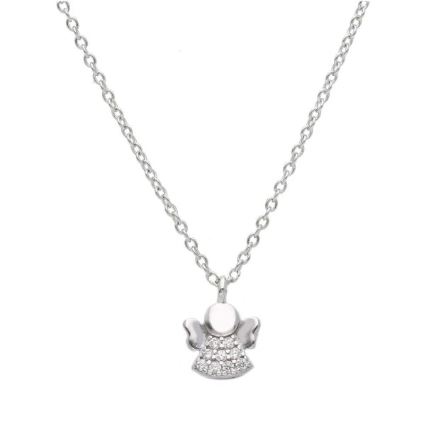 Girocollo in argento 925/ooo e zirconia cubica con angelo