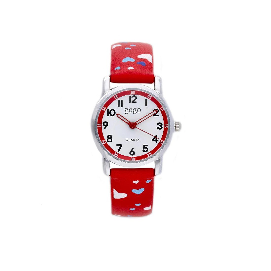 Orologio in metallo, goma con cuori