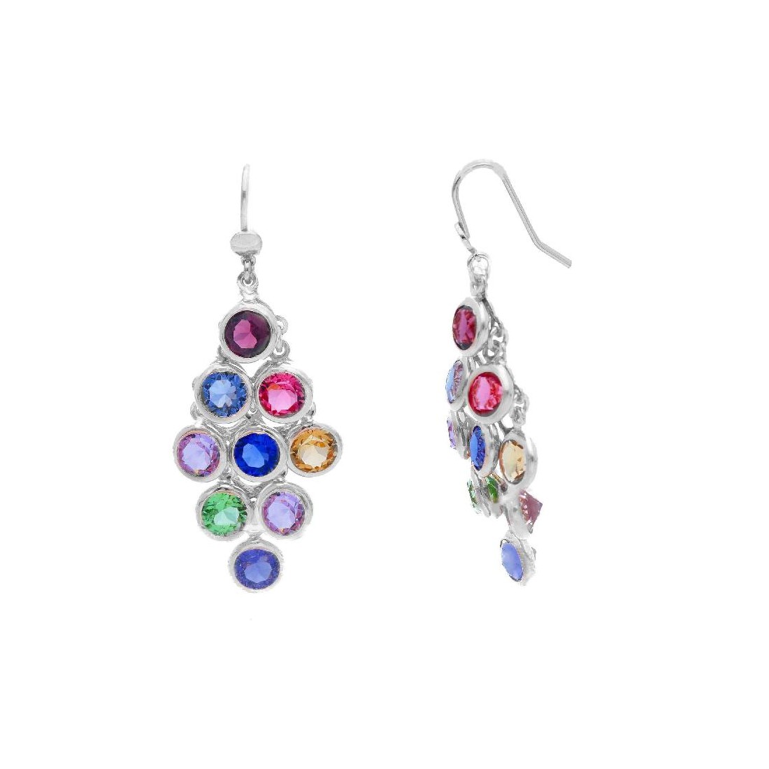 Orecchini pendenti in argento 925/ooo e cristalloartificiale multicolor