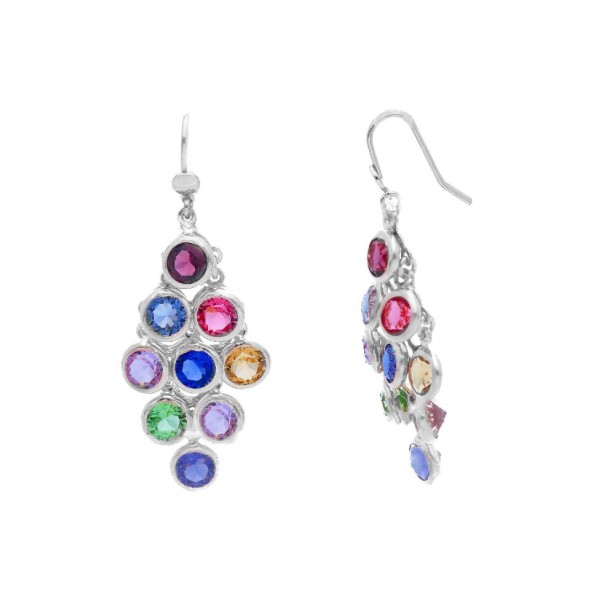 Orecchini pendenti in argento 925/ooo e cristalloartificiale multicolor