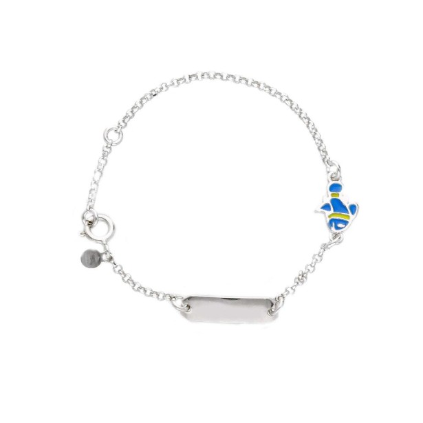 Bracciale targa in argento 925/°°° e smalto con pesce