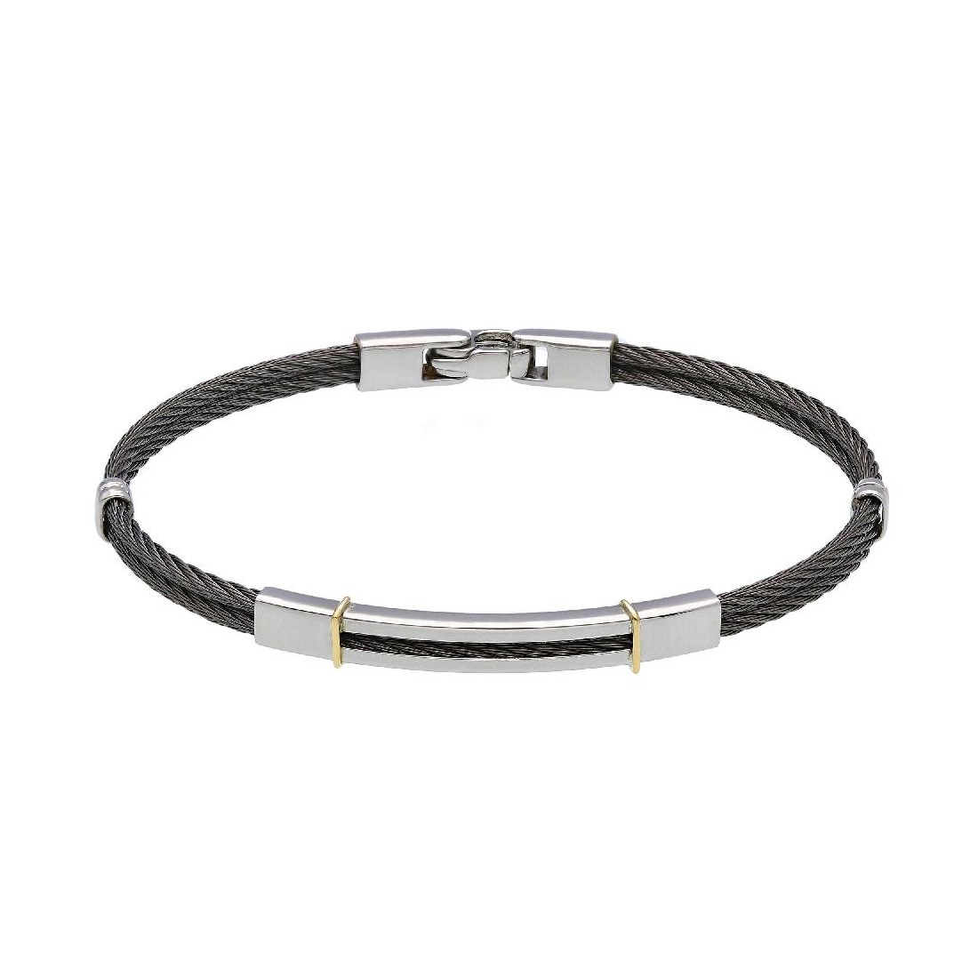 Bracciale in oro giallo 750/ooo e acciaio