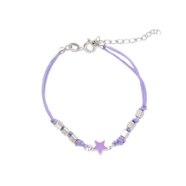 Bracciale con cordino e stella in argento 925/ooo e smalto
