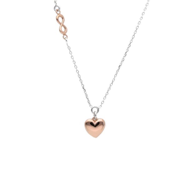 Girocollo in argento bicolore 925/°°° con cuore e infinito