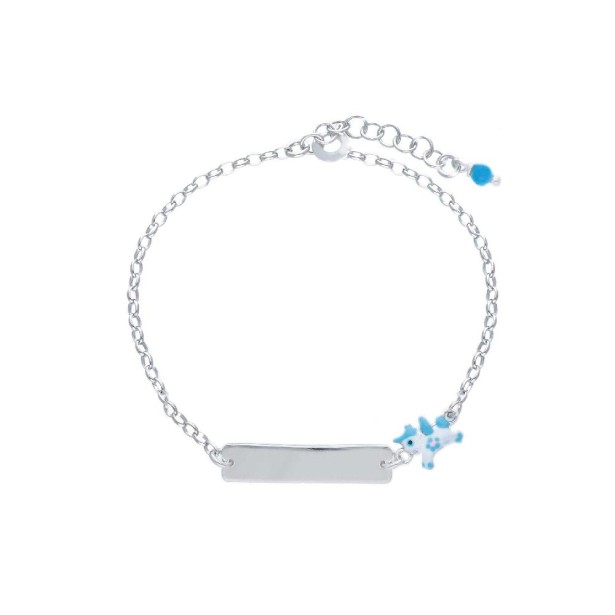 Bracciale targa in argento 925/ooo e smalto con unicorno