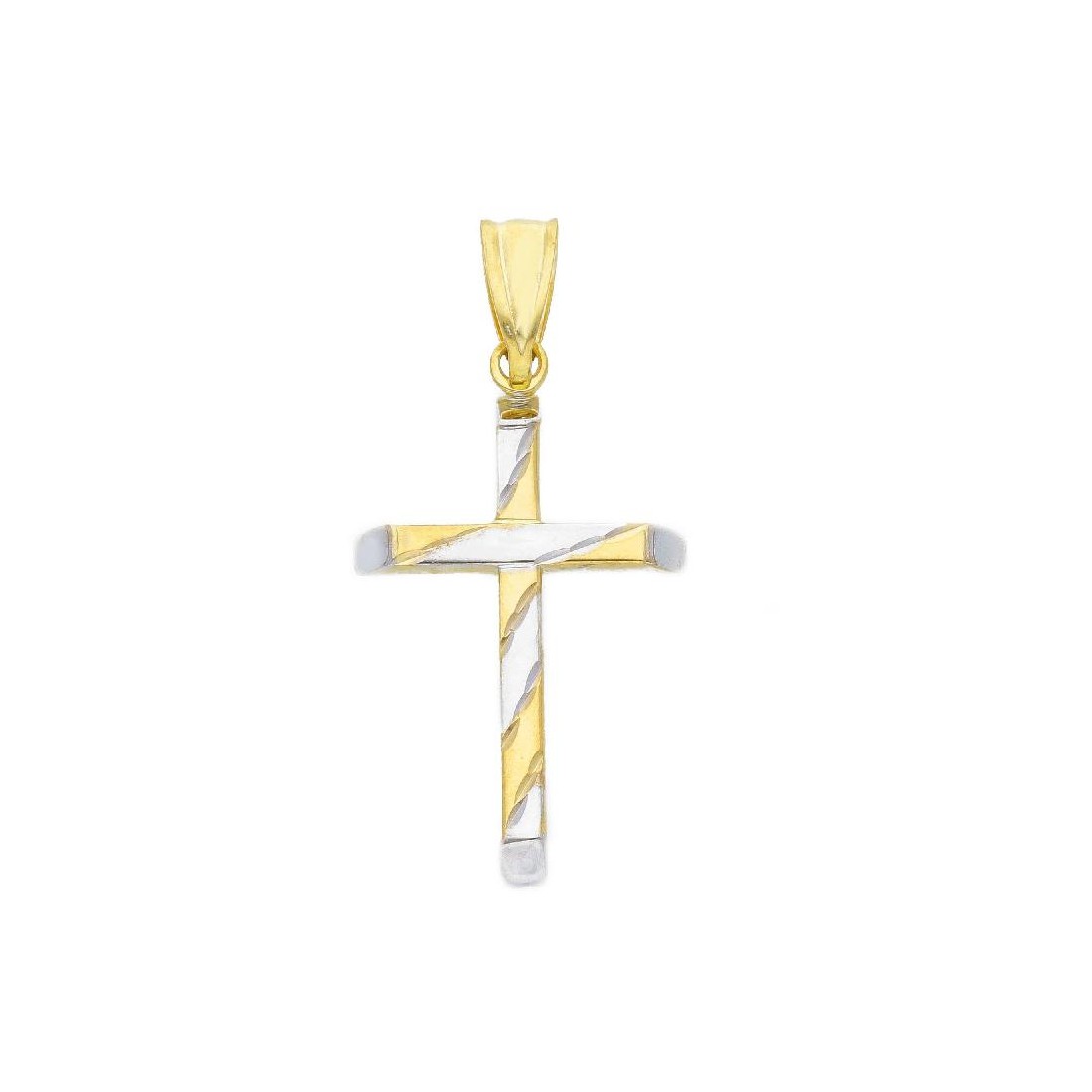 Ciondolo in oro giallo e bianco  750/ooo con croce