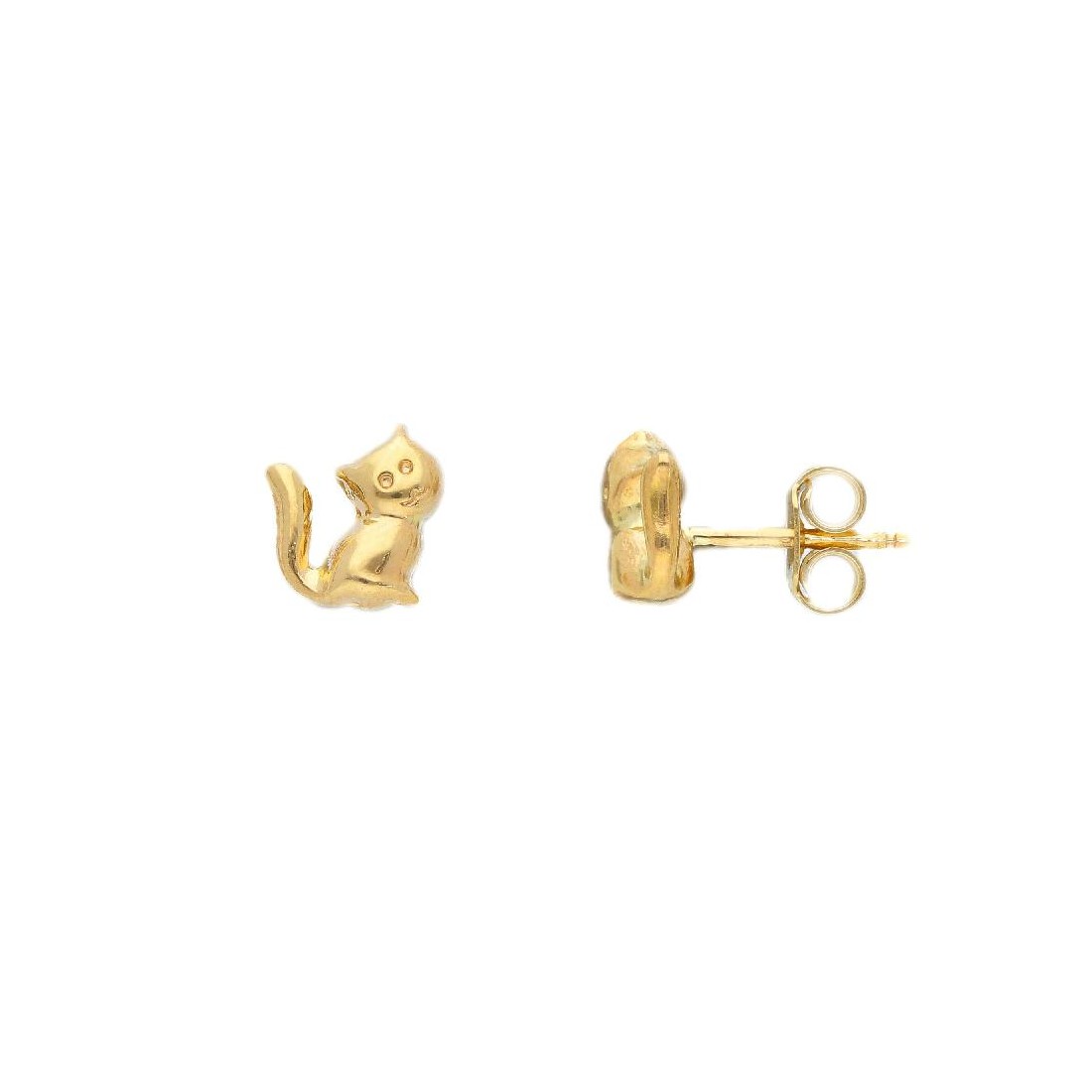Orecchini lobo in oro giallo 750/ooo con gatto